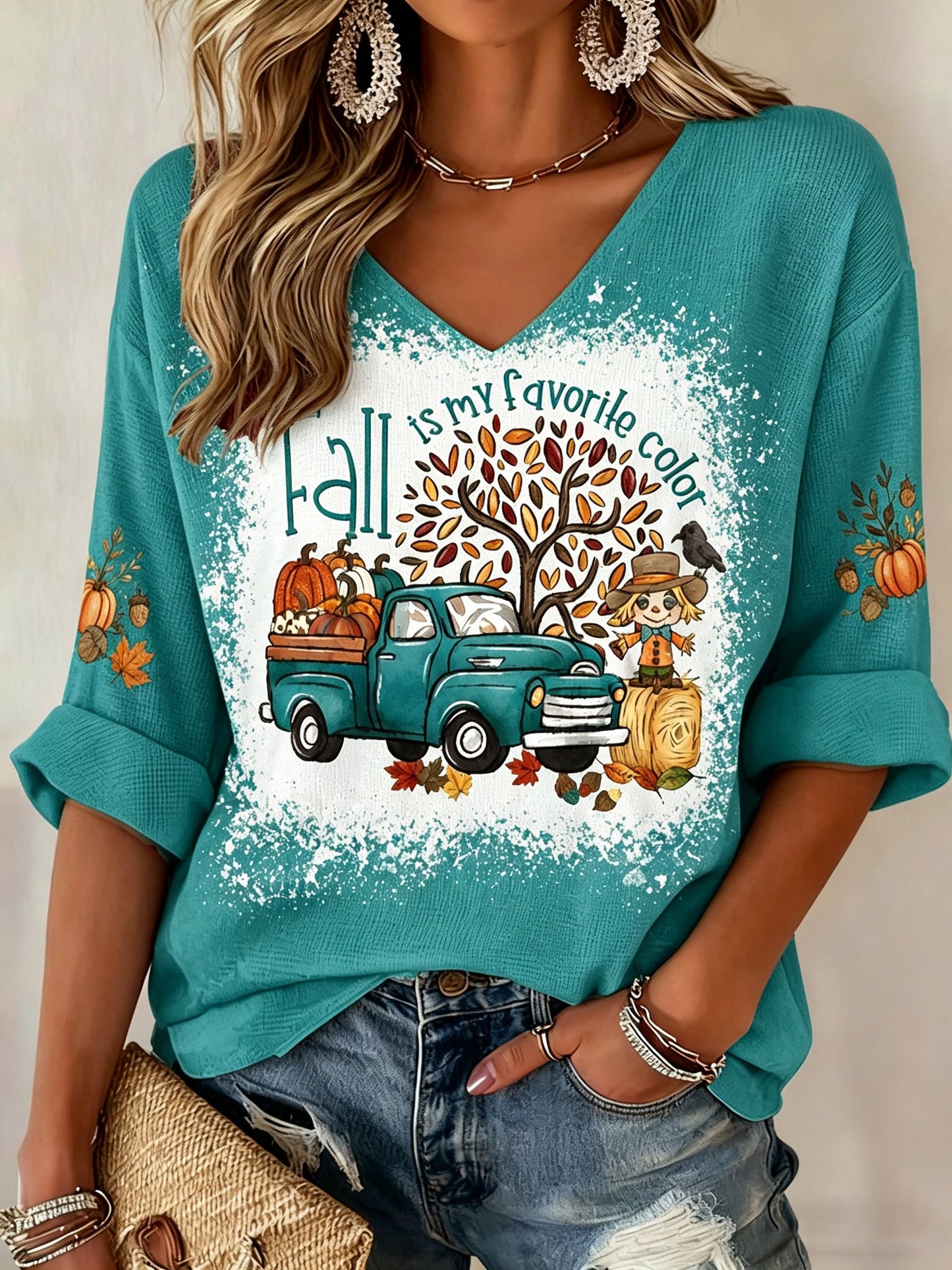 Women's Fall Is My Favorite Color round neck short sleeve T-shirt