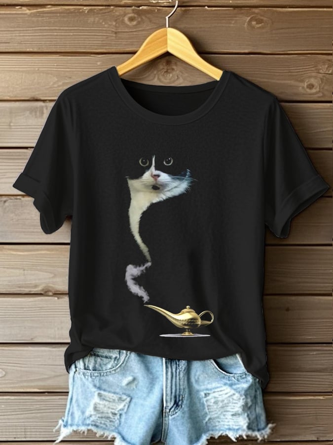 Women's Cute Cat Print Casual T-Shirt
