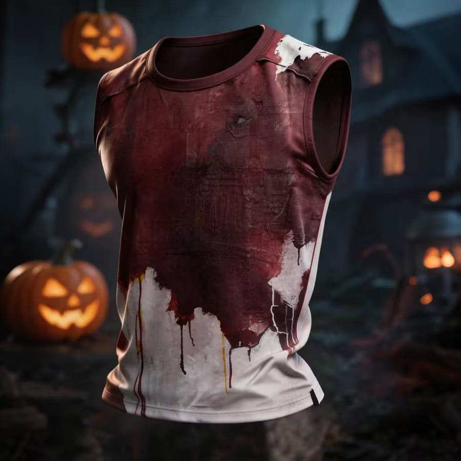 Men's Halloween Bloodstained Pattern Casual Vest