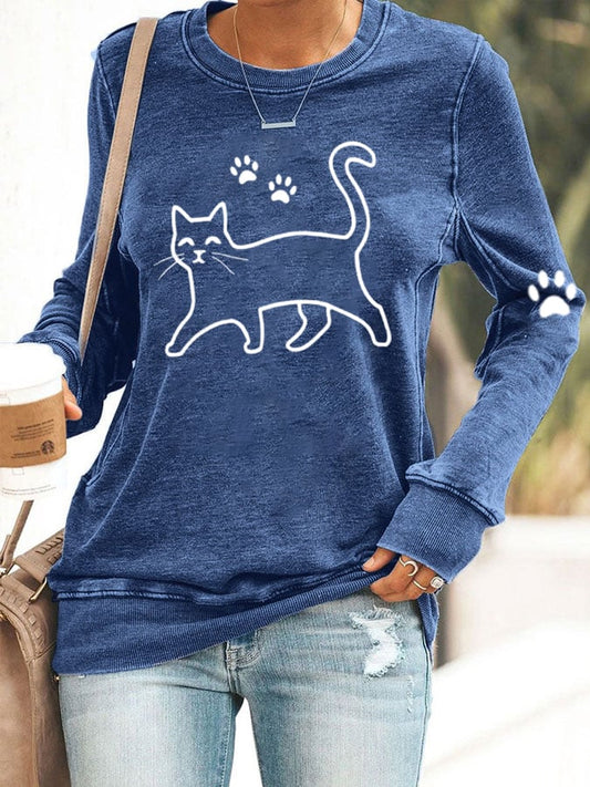 Women's Cute Cat Print Sweatshirt