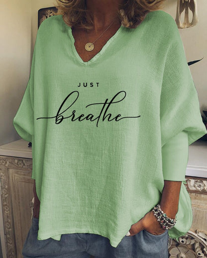 Loose Printed V-neck Top