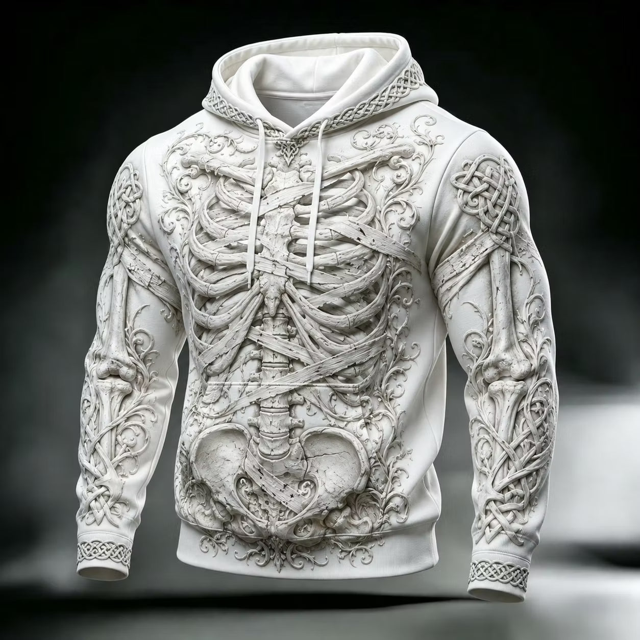 Men's Halloween Gothic Skeletal Bandages Print Casual Hoodie