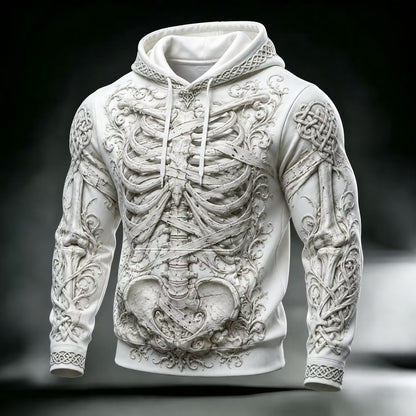 Men's Halloween Gothic Skeletal Bandages Print Casual Hoodie