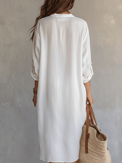Boho Relaxed Day Quiet Nomad White Midi Dress