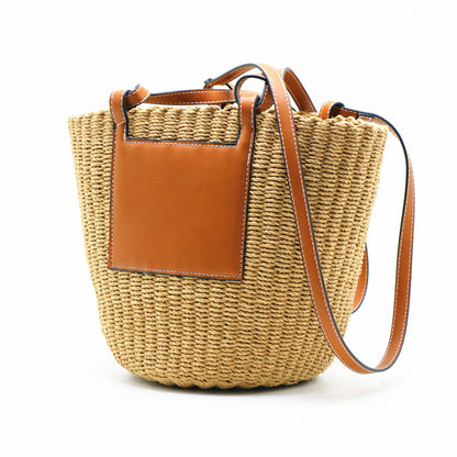 Mitsubishi Grass Handmade Oblique Woven Beach Straw Bag