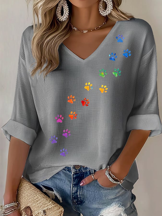 Women's Retro Animal Paw Print T-Shirt