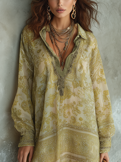 Bohemian Print Flowy Mini Dress