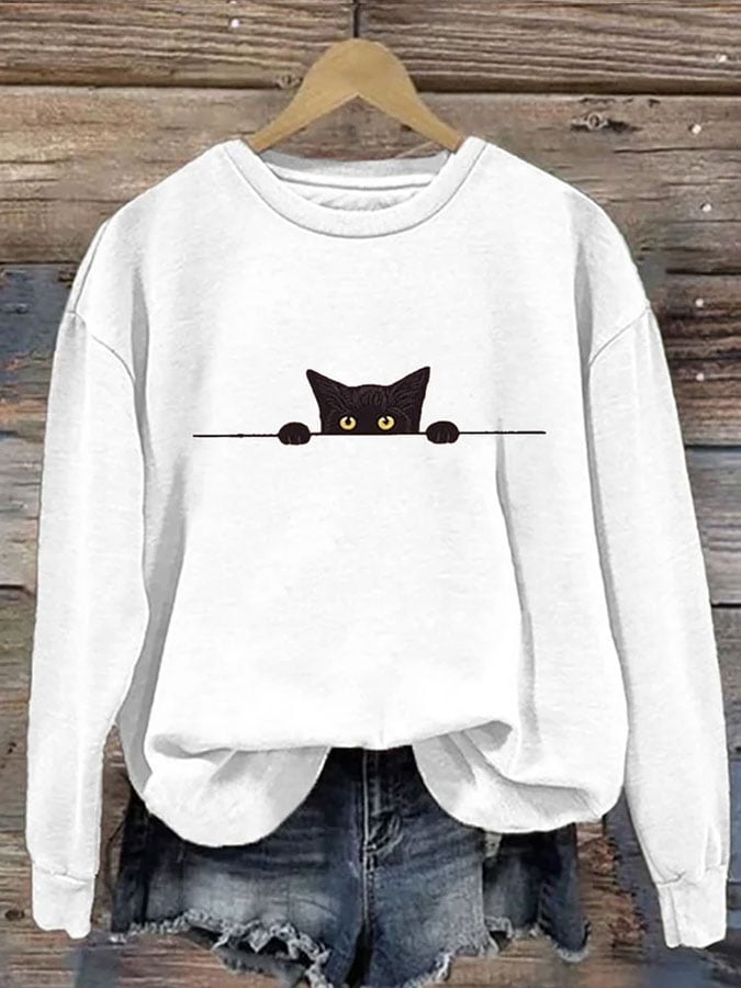 Women's Cute Cat Printed Casual Sweatshirts