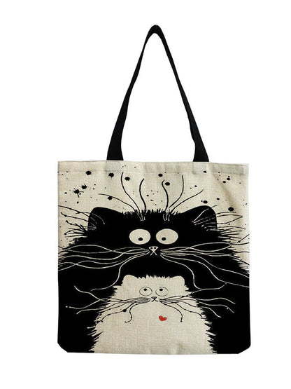 Fried Hair Cat Print Tote Bag