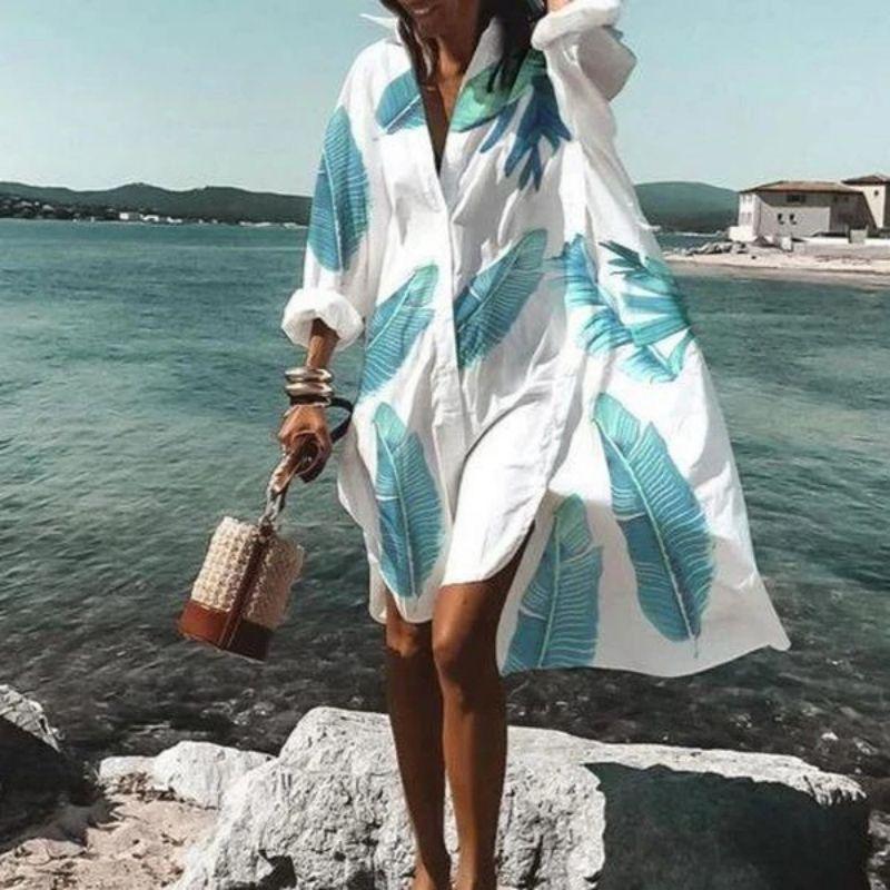 Women's fashion ethos printed plus-size shirt dress