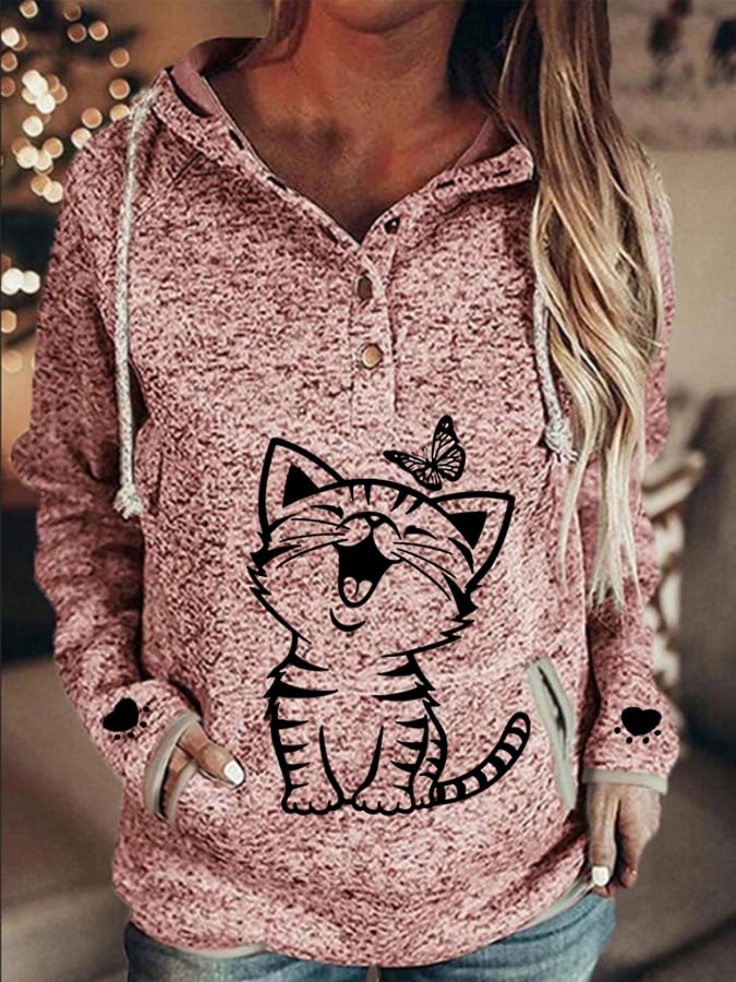 Women's Cute Cat Casual Hoodie