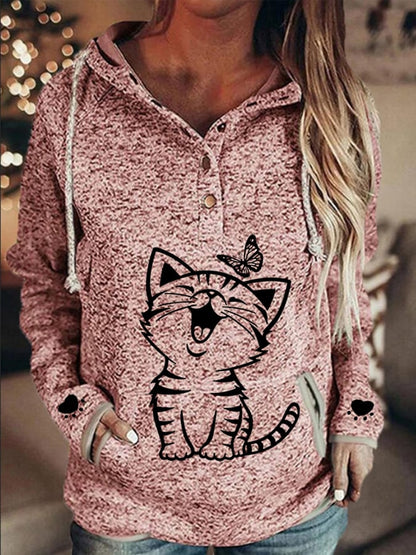 Women's Cute Cat Casual Hoodie