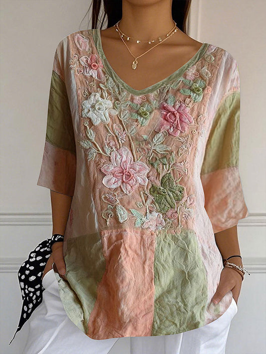 Women's Breast Cancer Pink Floral Print Tops