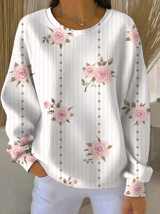 Women's Breast Cancer Pink Print Casual Sweatshirt