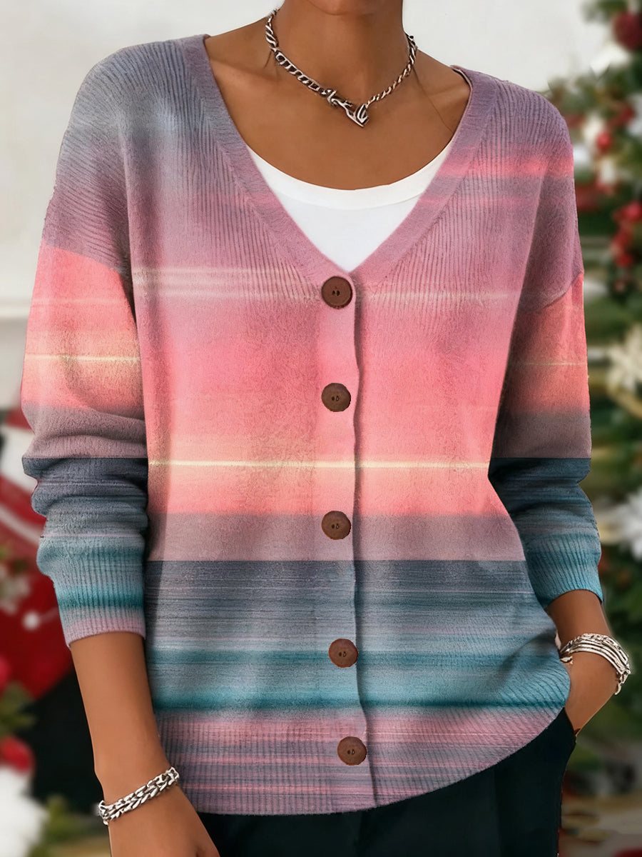 Women's Pink Art Print Cardigan