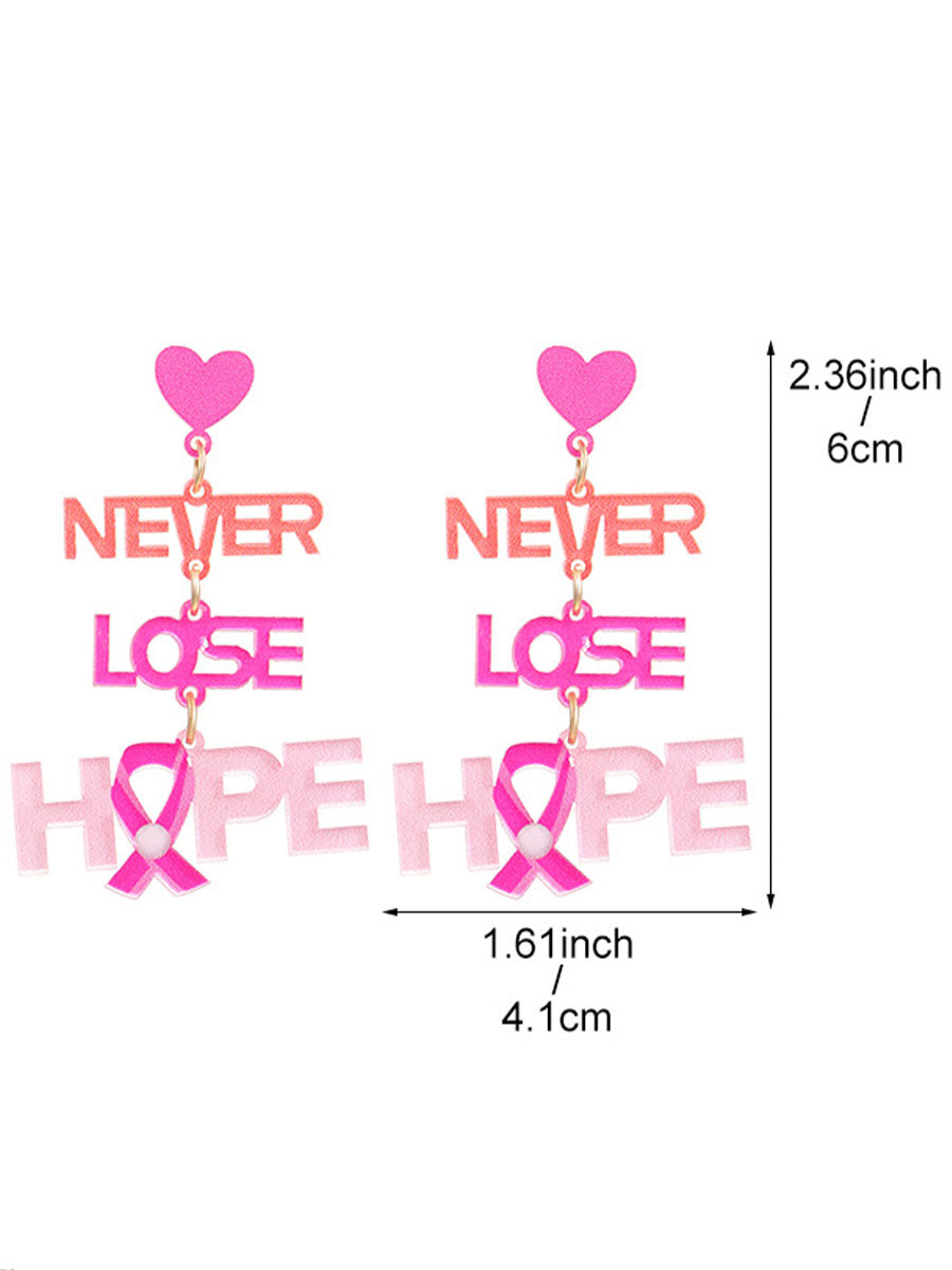 Women's Breast Cancer Awareness Pink Ribbon Earrings