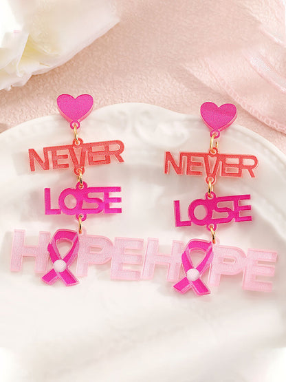 Women's Breast Cancer Awareness Pink Ribbon Earrings