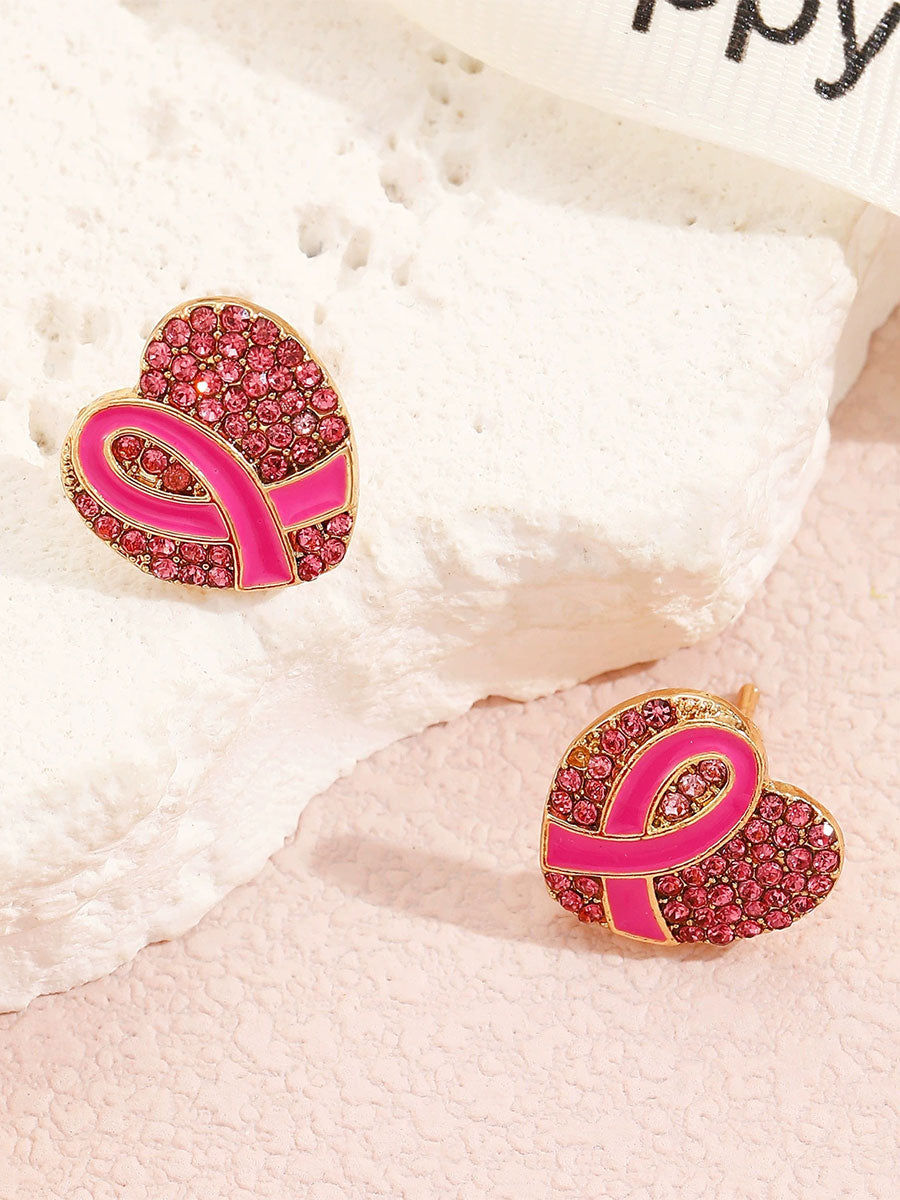 Women's Breast Cancer Awareness Pink Ribbon Earrings
