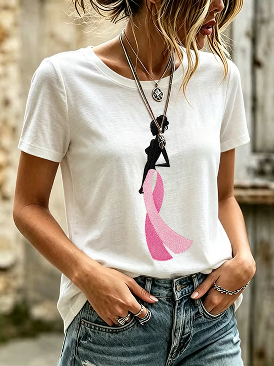 Women's linen short-sleeved T-shirt