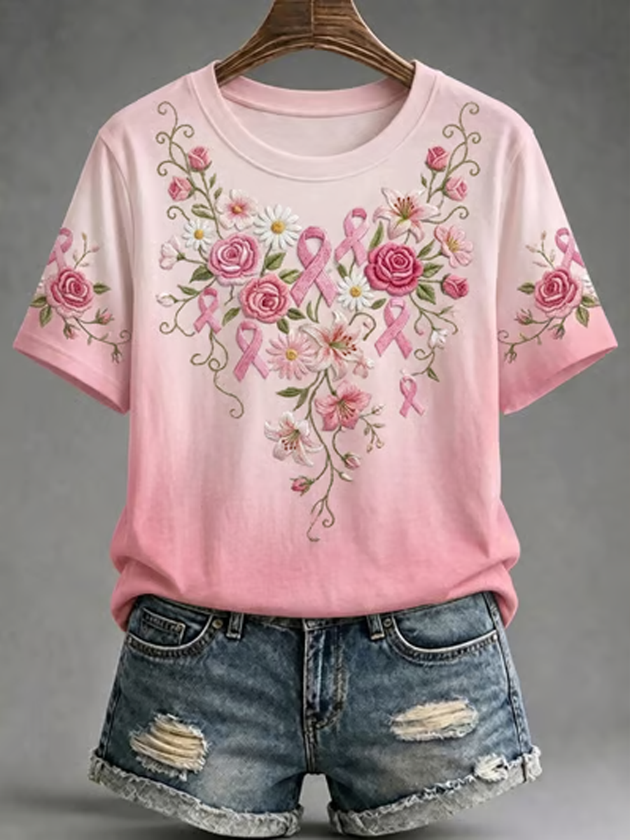 Women's Floral print short-sleeved T-shirt