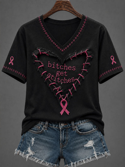 Women's Bitches Get Stitches Short-sleeved T-shirt
