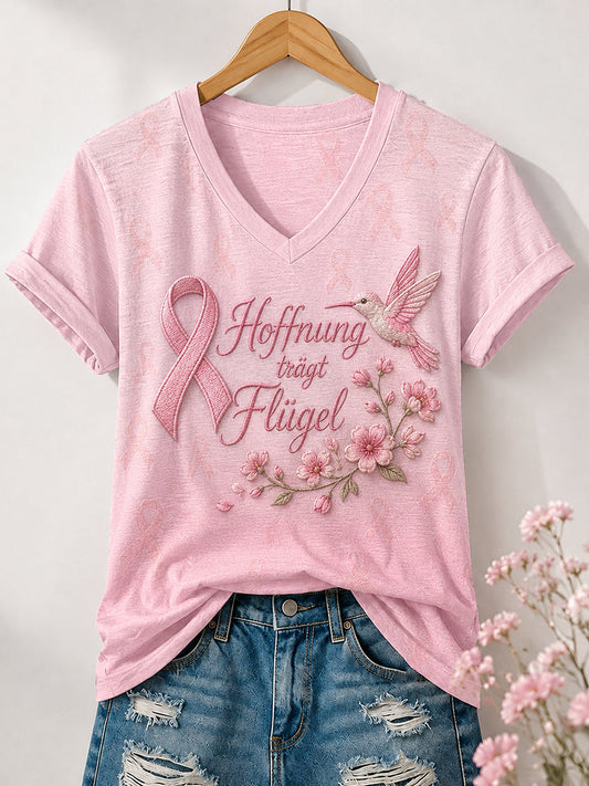 Women's Breast Cancer Awareness Print T-shirt