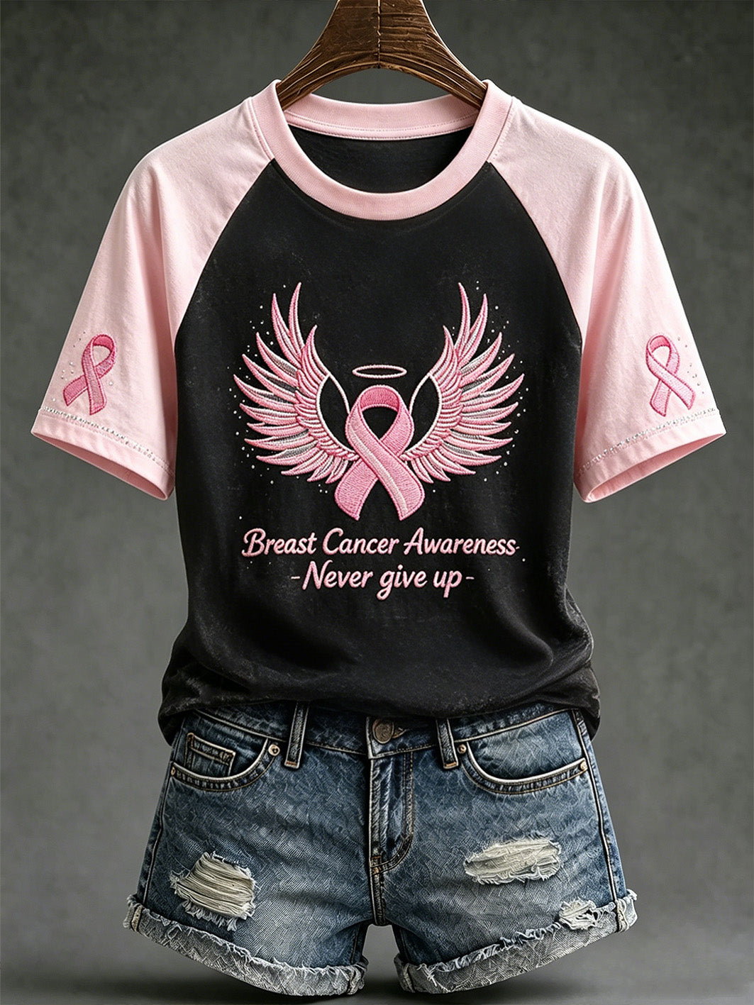Women's breast cancer awareness main pattern printed casual short-sleeve T-shirt