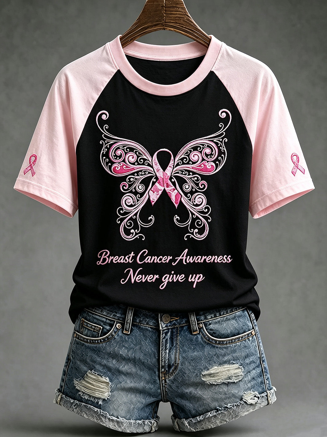 Women's breast cancer awareness main pattern printed casual short-sleeve T-shirt