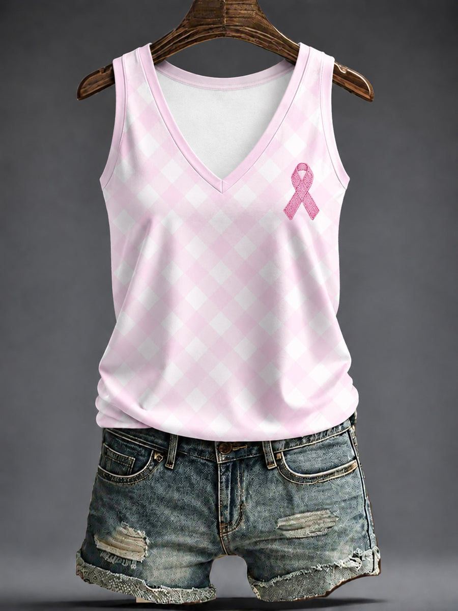 Women's Breast Cancer Pink V-neck vests