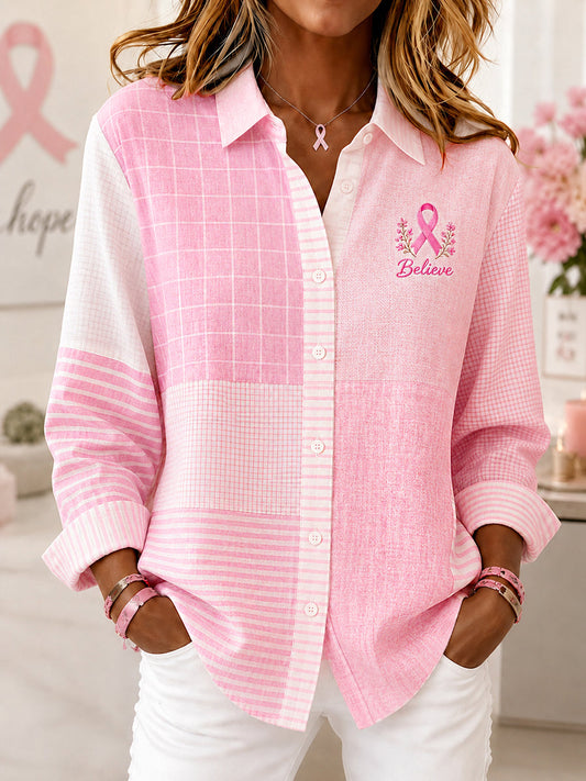 Women's We Wear Pink For Breast Cancer Awareness Long-Sleeve Shirt