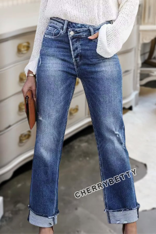 Chic Front Pocket Straight Leg Jeans