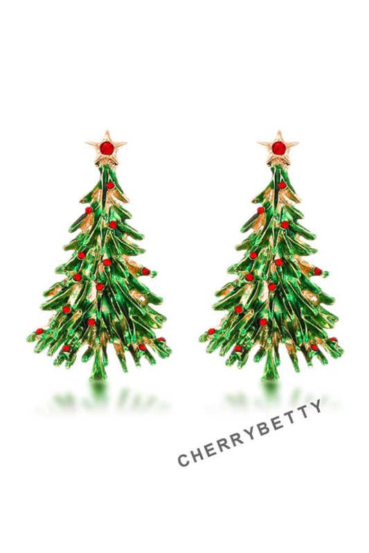 Enamel Christmas Tree Earrings