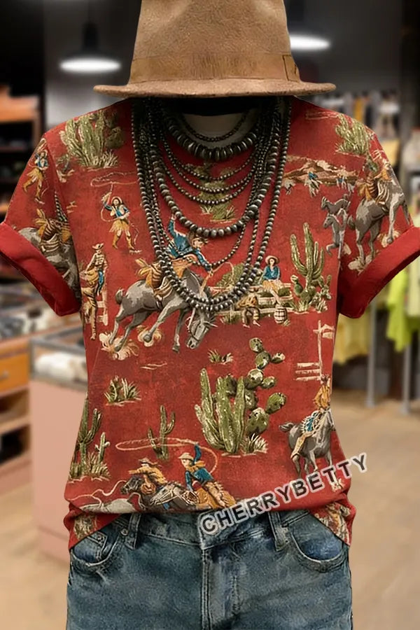 Rodeo Coegirl Print Short Sleeve T-Shirt