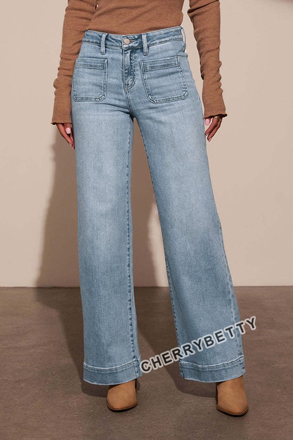 Vintage High Waist Wide Leg Denim Pants