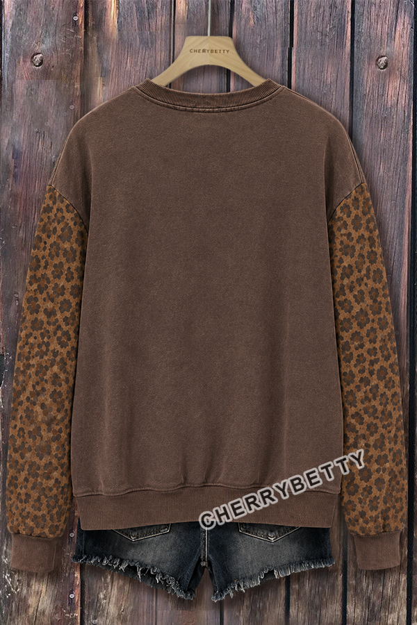 Vintage Halloween Leopard Pumpkin Print Sweatshirt