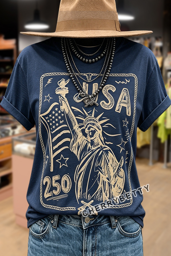 USA Liberty 250th Print Short Sleeve T-Shirt