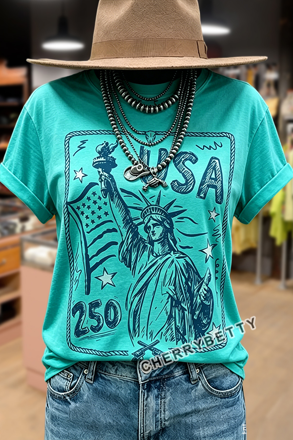 USA Liberty 250th Print Short Sleeve T-Shirt