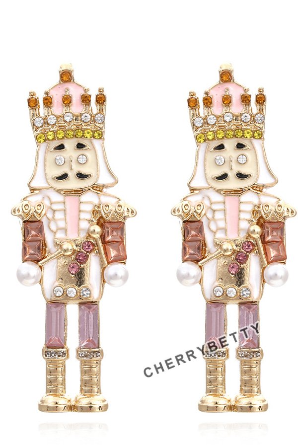 Rhinestone Christmas Nutcracker Earrings
