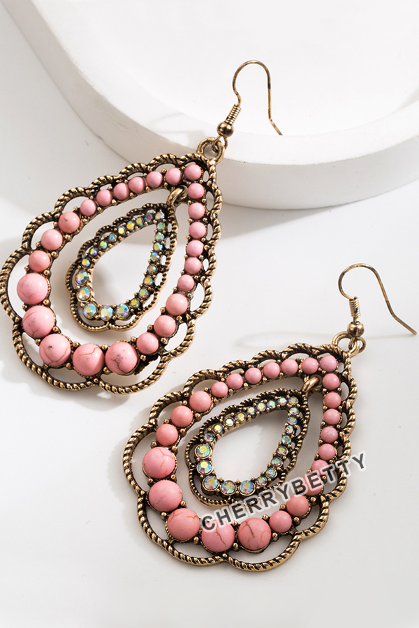Boho Rhinestone Turquoise Earrings