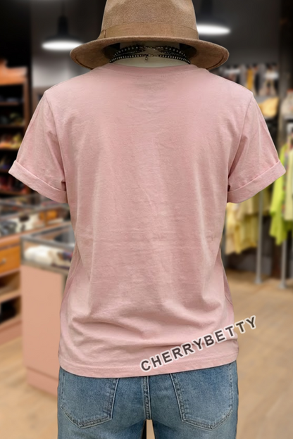 Vintage Easter Bunny Print Cotton T-Shirt
