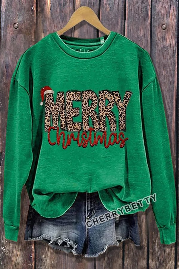 Leopard Print Merry Christmas Sweatshirt
