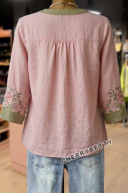 Bohemian Floral Embroidered Cotton Top