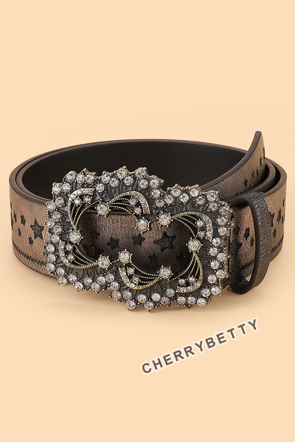 Vintage Rhinestone Star Pattern Belt