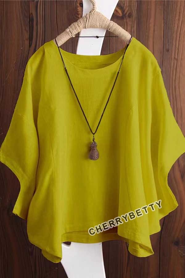 Solid Batwing Sleeve Loose T-Shirt