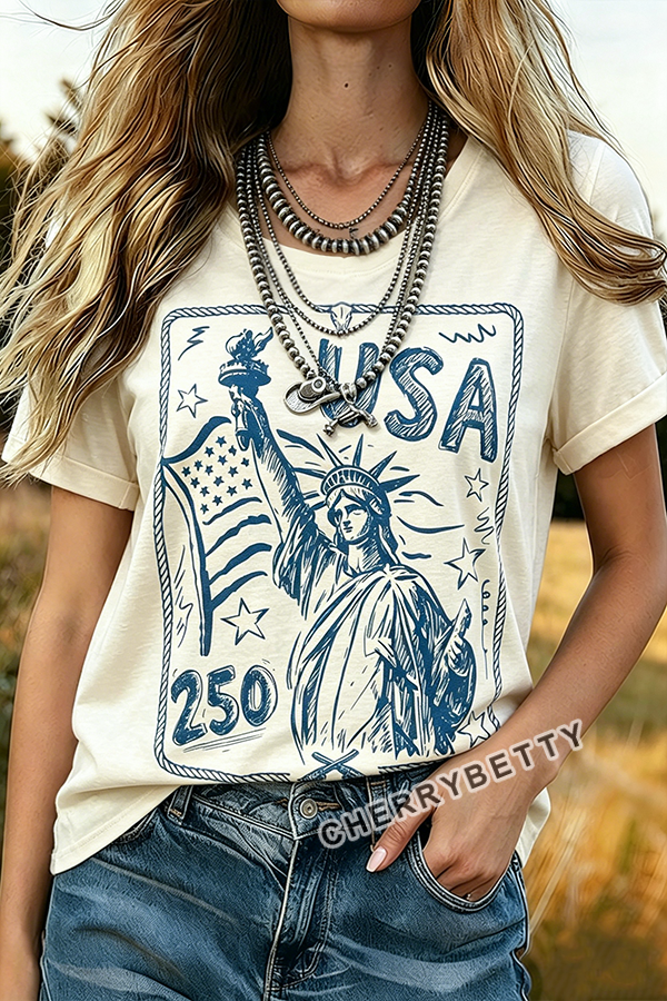 USA Liberty 250th Print Short Sleeve T-Shirt