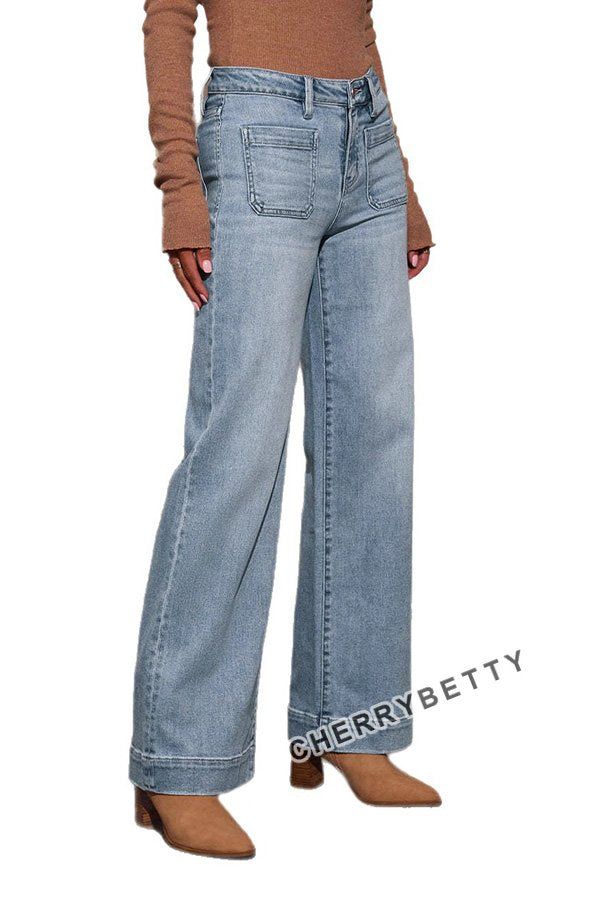 Vintage High Waist Wide Leg Denim Pants