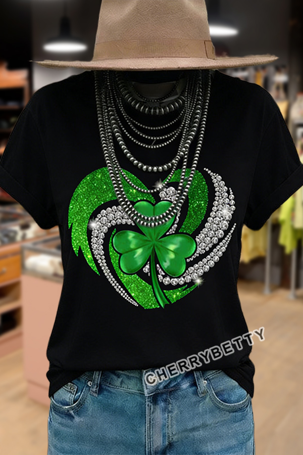 St.Patrick's Day Print V-Neck T-Shirt