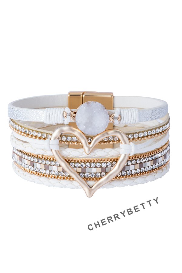 Rhinestone Heart Pattern Layered Bracelet