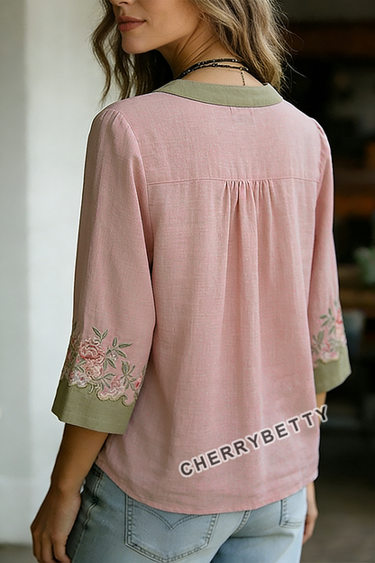 Bohemian Floral Embroidered Cotton Top