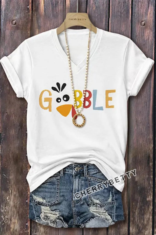 Thanksgiving 'Gobble' Print T-Shirt
